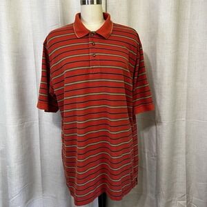 Greg Norman Play Dry Mens Red/White Strip Golf Polo‎ Shirt Size XL